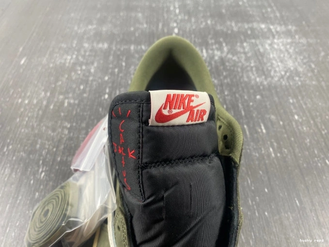 Rep Husky OG SP DM7866-002 'BLACK X TRAVIS SCOTT LOW AIR OLIVE' JORDAN 1 0705